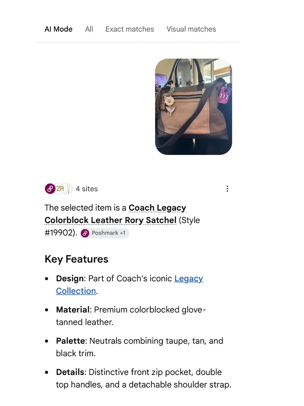 Coach #111 Legacy Colorblock leather Rory satchel
